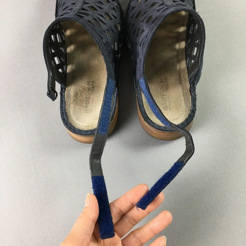 Naot Amadora Women Sandals 41 10-10.5 Blue Leather Laser Cut Straps Shoes